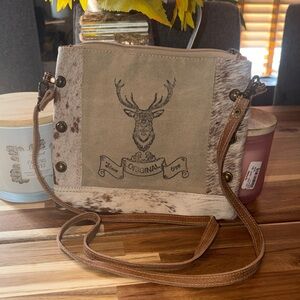 Brown and Cream Crossbody Bag